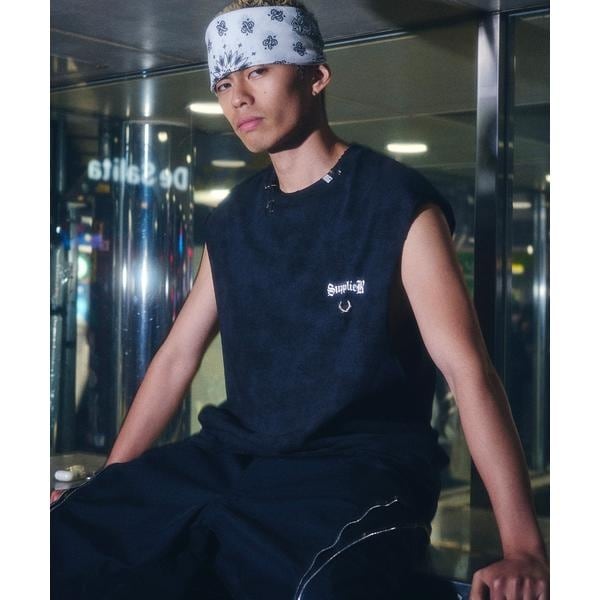 【DankeSchon】PIGMENT SPRAY NOSLEEVES STUDS ブラック DankeSchon／ダンケシェーン／PIGMENT SPRAY NOSLEEVES STUDS