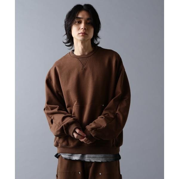 DankeSchon／ダンケシェーン／CUT FRINGE SWEAT CREWNECK EMBLE