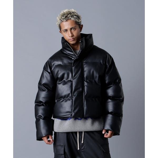 まめもやし Schott レザー ダウンジャケット 黒M レザージャケット SCHOTT／ショット／LEATHER DOWN JACKET