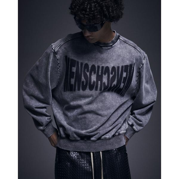 DankeSchon／ダンケシェーン／CUT FRINGE SWEAT CREWNECK EMBLE