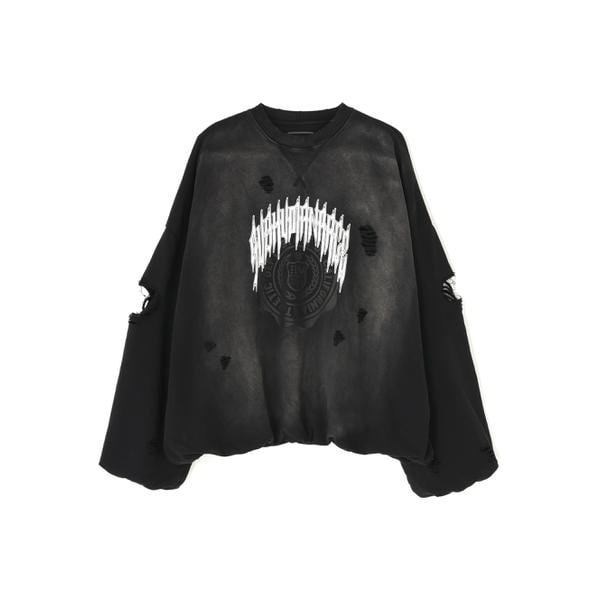 DankeSchon／ダンケシェーン／CUT FRINGE SWEAT CREWNECK EMBLE