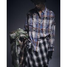 DankeSchon／ダンケシェーン／DAMAGE CAMO CHECK L／S SHIRTS