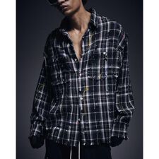 DankeSchon／ダンケシェーン／DAMAGE PAINT CHECK L／S SHIRTS
