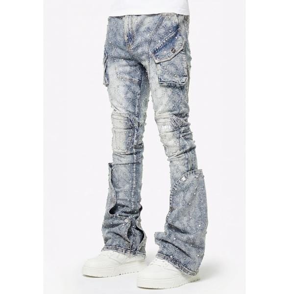 GUAPI／グアピ／Aqua Blue Coffin Arc Embellished Denim
