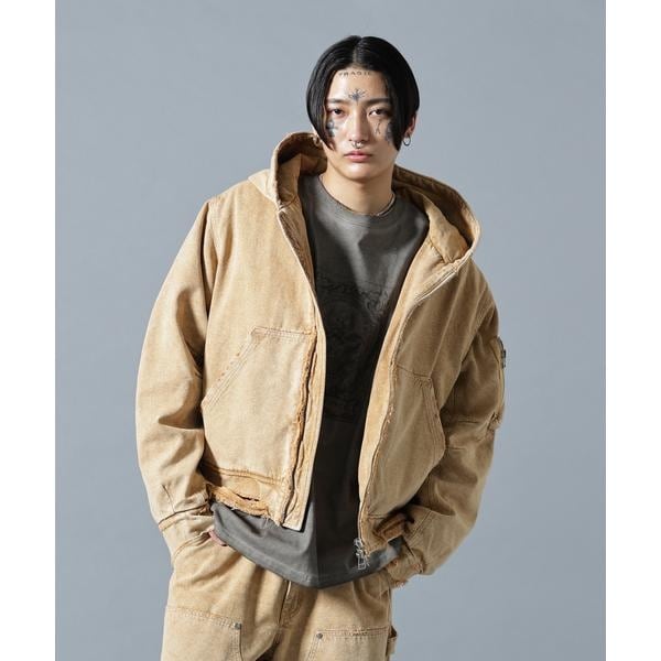 ダンケシェーン DUCK HOODED MA-1 JACKET ベージュ M DankeSchon／ダンケシェーン／DAMEGE DUCK HOOD BLOUSON