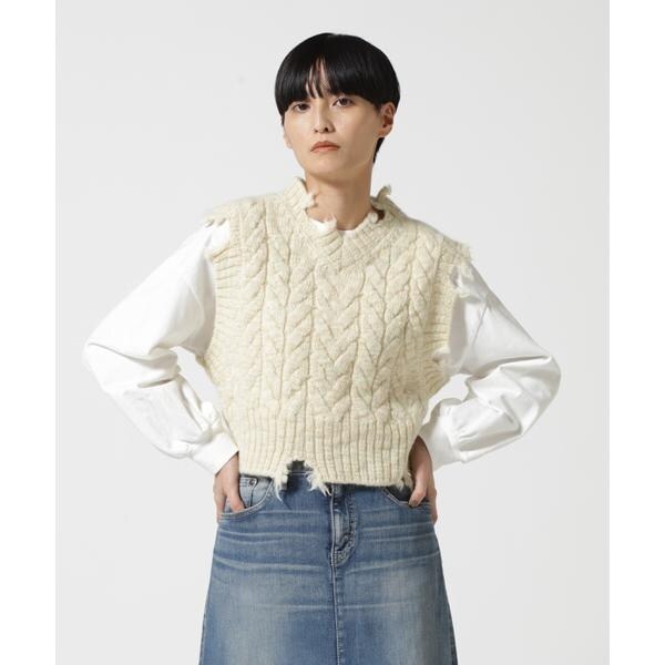 お歳暮 RHODOLIRION ロドリリオン フィッシャーマンセーター ダメージ トップス