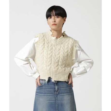 RHODOLIRION／ロドリリオン DAMAGED FISHERMAN VEST ダメージドフィッ 