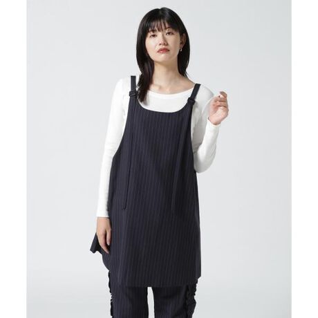 RHODOLIRION／ロドリリオン APRON TOP PINSTRIPE GABARDINE ビーバー(BEAVER)  マルイウェブチャネル