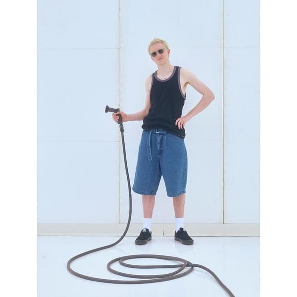 B omnivore／ビーオムニボー DENIM BELT SHORTS デニムベルトショーツ