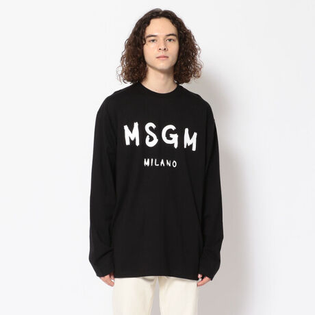 MSGM（エムエスジーエム）ブラッシュロゴ 長袖Tシャツ | ビー 