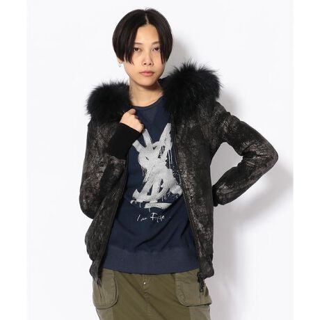 GIORGIO BRATO（ジョルジオブラト）ファー付きフードラメレザー\n 