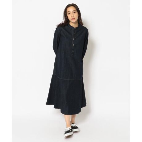 Munich(ミューニック)8ozスラブデニム フレアヘムロングワンピース 