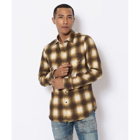 MINEDENIM（マインデニム）Smoky Ombre Check Western SH | ビー  