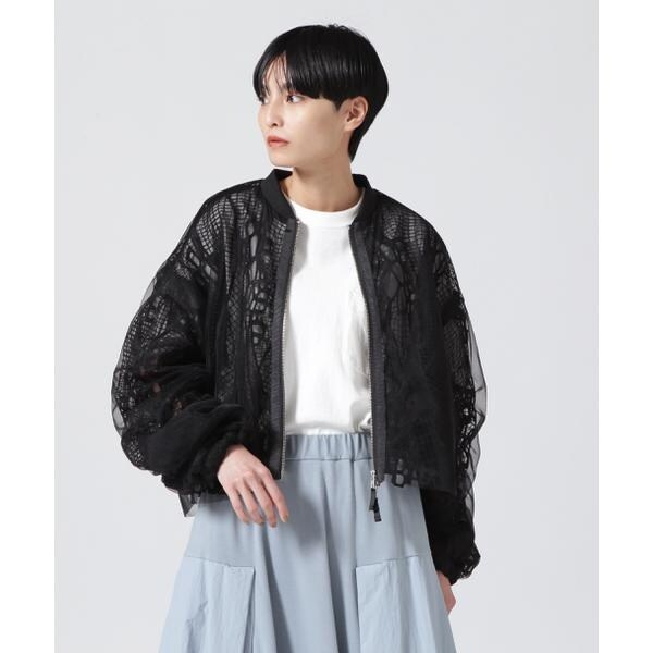 AULA AILA チュールレイヤードレースブルゾン　春服 AULA AILA（アウラ アイラ）別注チュールレイヤードレース