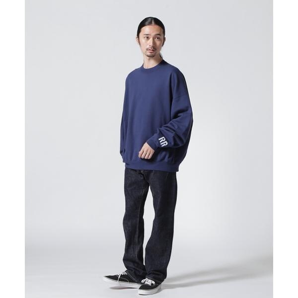 REMI RELIEF ダークブルー トレーナー REMI RELIEF(レミレリーフ) 別注LW加工裏毛BIGサイズクルー