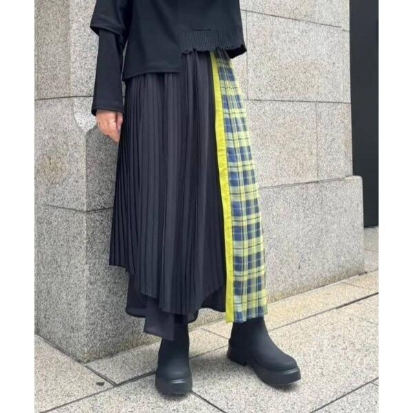 AULA AILA 切り替えデザインスカート セール】ボックスプリーツ