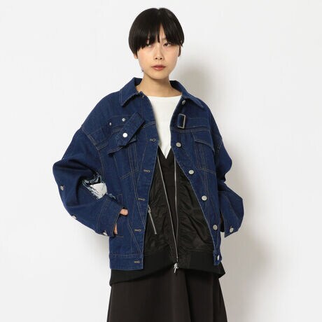 AULA AILA／アウラアイラ／ナイロンコンビネーションデニム  