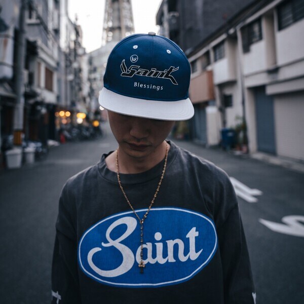 SAINT MICHAEL セントマイケル 22SS BLESSING CAP フロントロゴ刺繍ベースボールキャップ ブルー SAINT MICHAEL／セント マイケル／CAP