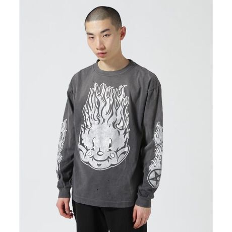 SAINT MICHAEL／セント マイケル／L／S TEE／FIRE BABY／BLACK 