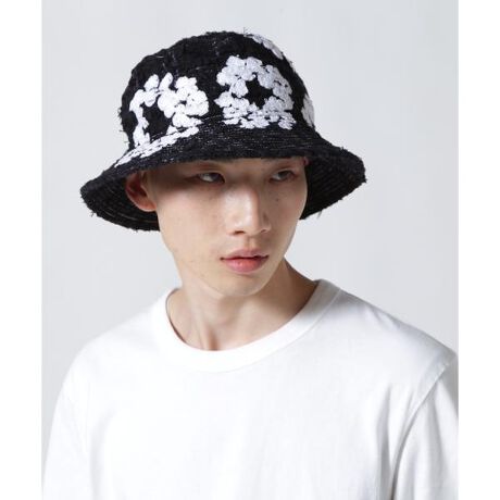 READYMADE x DENIM TEARS COTTON WREATH TWEED BUCKET HAT (BLACK 