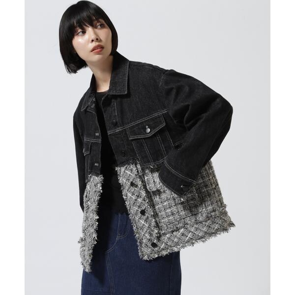 AULA AILA／アウラアイラ／TWEED MIX DENIM JACKET | ロイヤル