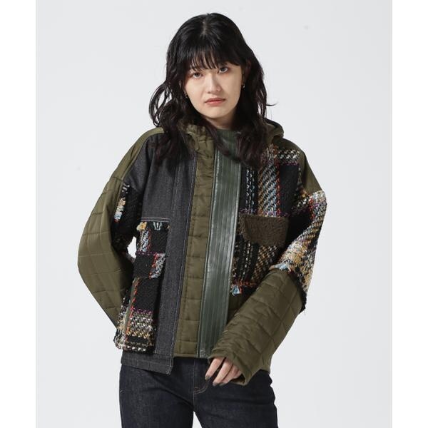 AULA AILA／アウラアイラ／TWEED COMBINATION HOODIE BLOUSON