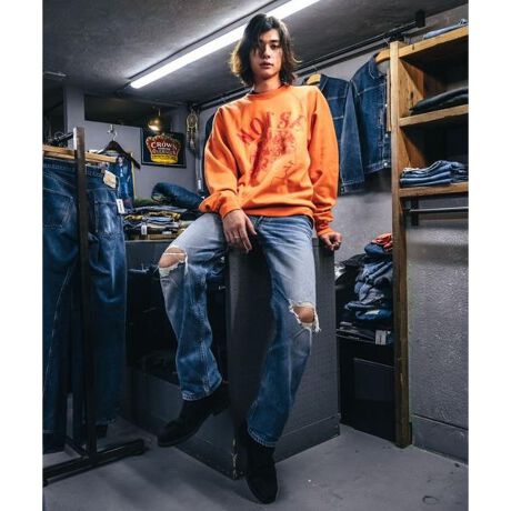 SAINT MICHAEL／セントマイケル／CREW SWEAT／HARD／SKY 塞き止め BLUE