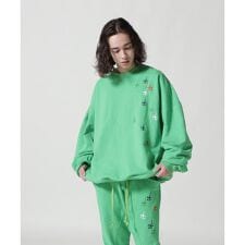 CTLS／シーティーエルエス／別注USUAL CREW-NECK 刺繍クロス