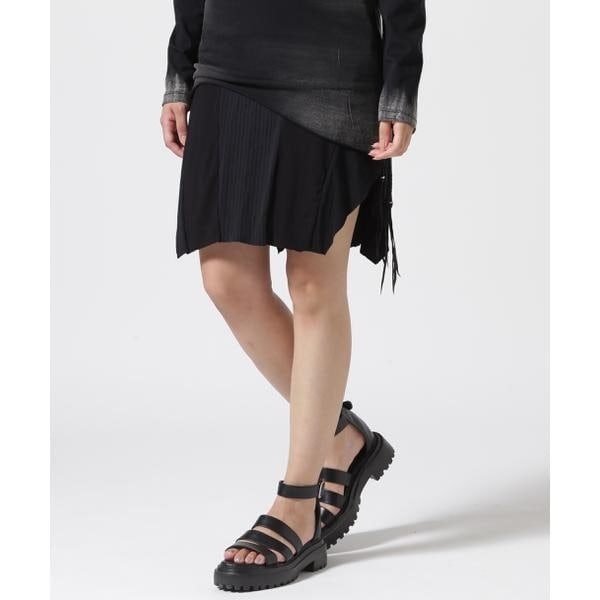 LIMI feu／リミ フゥ／Black Denim Layered Tight Skirt | ロイヤル