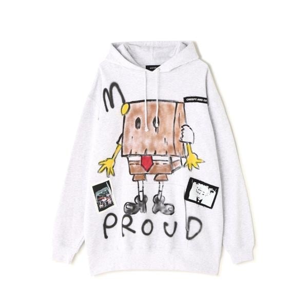 [}C]guernika^QjJ^Hand Painted Hoodie - ANONYMOUSE/CtbViROYAL FLASHj CgO[3