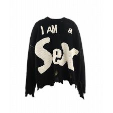 SAINT MICHAEL／セントマイケル／SP_CREW KNIT／I AM A／BLACK