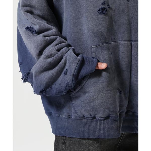 話題商品【レディメイド】ダブルフェイス仕様フーディーダメージ READYMADE／レディーメイド／DOUBLE FACE HOODIE／NAVY