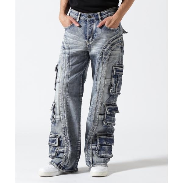 valabasasバラバサス 刺繍 ストレッチスキニーフレアデニム ブラック S