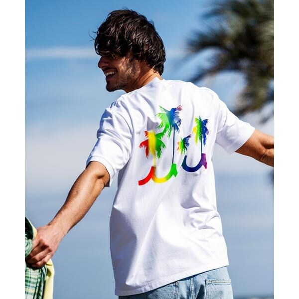 muta MARINE／ムータ マリン／別注 RAINBOW PALM TREE TEE