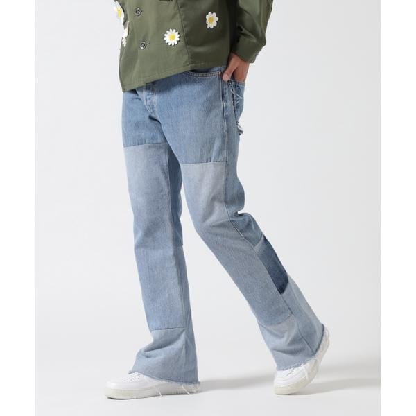 [}C]READYMADE^fB[Ch^DENIM FLARE PANTS /CtbViROYAL FLASHj u[