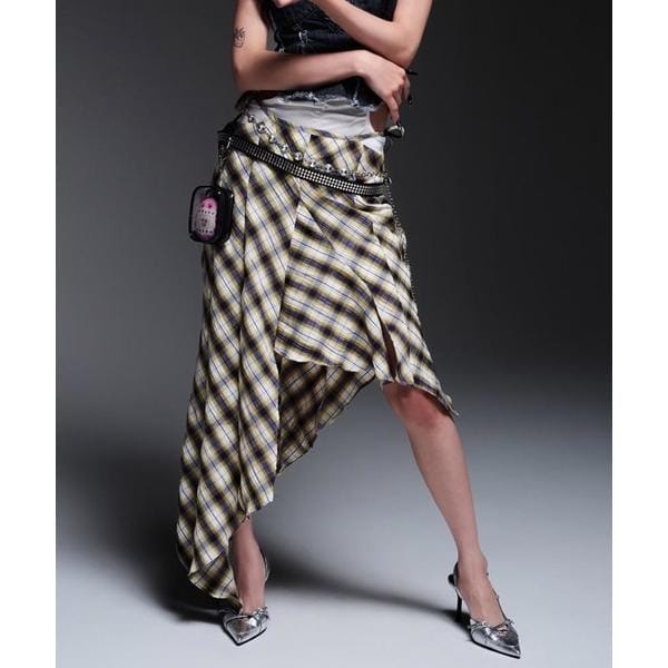 LIMI feu／リミ フゥ／Black Denim Layered Tight Skirt | ロイヤル