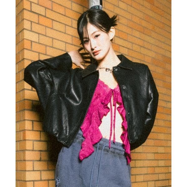 MITSUKI／ミツキ／シングルショートフェイクレザージャケット