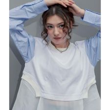 AULA AILA／アウラアイラ／別注ストライプスリーブプルオーバー