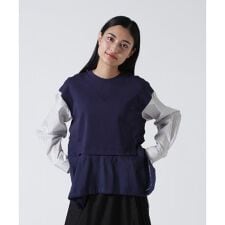 AULA AILA／アウラアイラ／別注ストライプスリーブプルオーバー