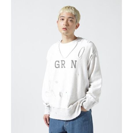 ANCELLM／アンセルム／GR N CRASH CREWNECK SWEAT SHIRT | ガーデン 