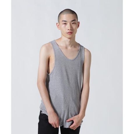 ANCELLM／アンセルム／DAMAGE WAFFLE CREW TANK TOP | ガーデン(GARDEN 