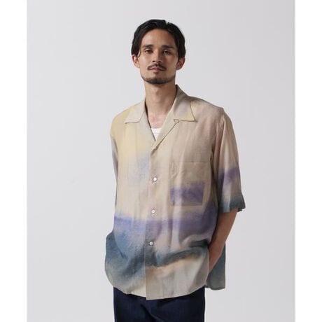 YOKE／ヨーク／LANDSCAPE PRINTED OPEN COLLAR SHIRT | ガーデン 