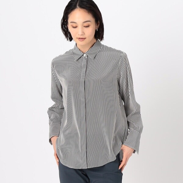 〔 Sサイズ 〕 コットンサテンオルタージュ ロングシャツ セール】コットンサテンオルタージュ ロングシャツ（シャツ