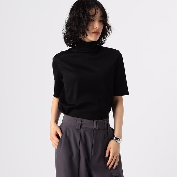 〔 TALLサイズ 〕 ストレッチシアーサッカードット柄 プルオーバー CHILD WOMAN ストレッチシアサッカードット ボトルネック長袖