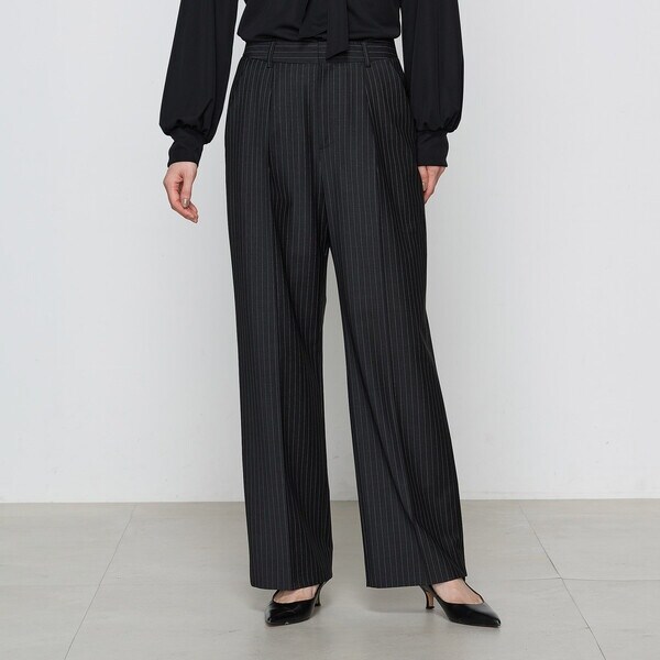 セットアップ対応】トリアセウールフラノ ワイドパンツ | コムサ(COMME