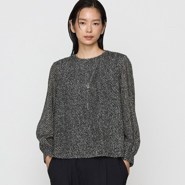 セットアップ対応】チェック転写プリント ボウタイ付きブラウス | K.T