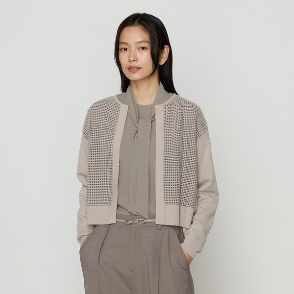 メゾンプラチナ（Maison Platinum）/ファンシーループジャージー クルーネックカーディガン ファンシーループジャージー クルーネックカーディガン | メゾン