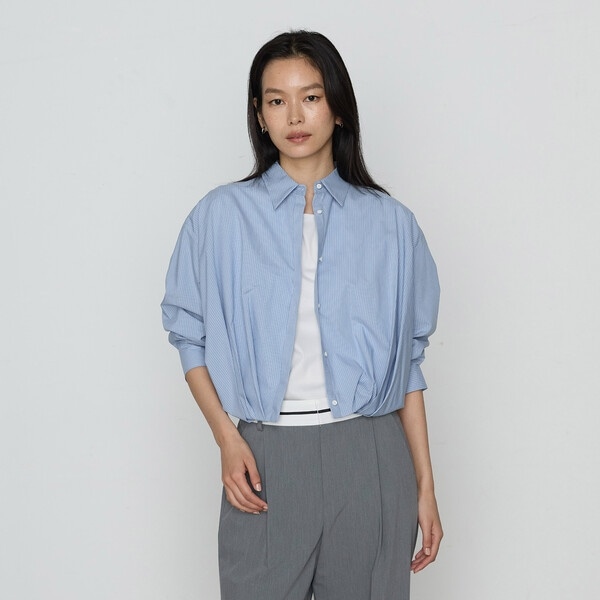 〔 Sサイズ 〕 コットンサテンオルタージュ ロングシャツ セール】コットンサテンオルタージュ ロングシャツ（シャツ