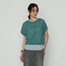 〔 TALLサイズ 〕 透かし編みレース柄 レイヤードニット