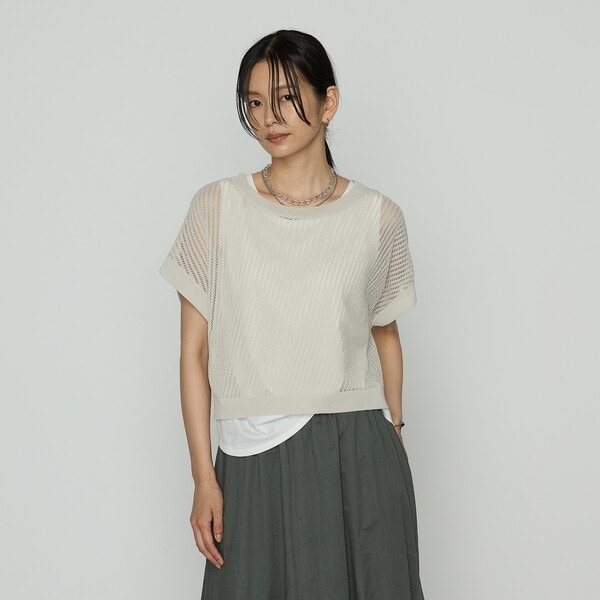 Sサイズ 〕 透かし編みレース柄 レイヤードニット | コムサ(COMME CA